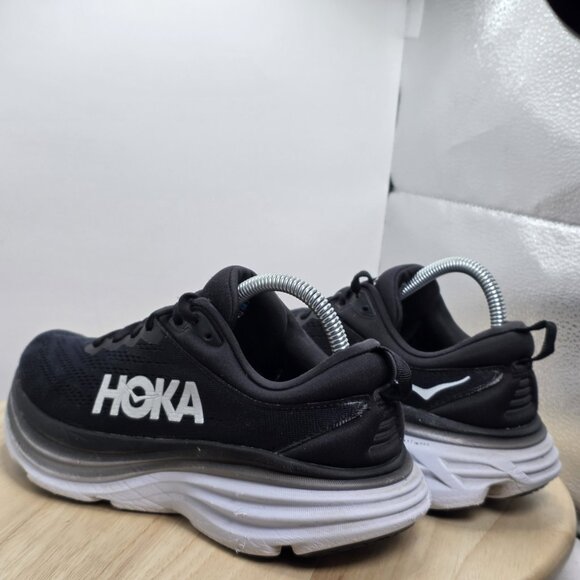 Woman’s Size 7.5 B - Hoka One One Bondi 8 Running Shoes Black White Sneakers - Picture 7 of 9